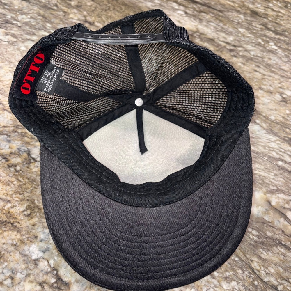 Jim Bob Graphic Foam Mesh Otto Cap Trucker Hat Mens OSFM Black White - Picture 4 of 6